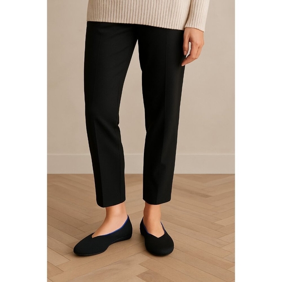 Rothy’s The Flat Black Blue Trim Women’s Size W9EU 40 Washable Knit Ballet Shoes - Picture 2 of 13